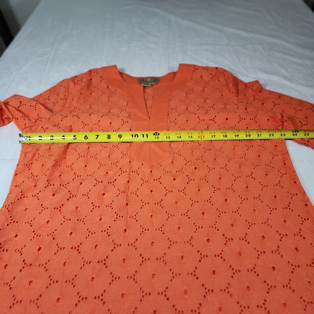Peck & Peck Weekend Woman Orange Lace Pullover Blouse Shirt Size 16 - Picture 12 of 13